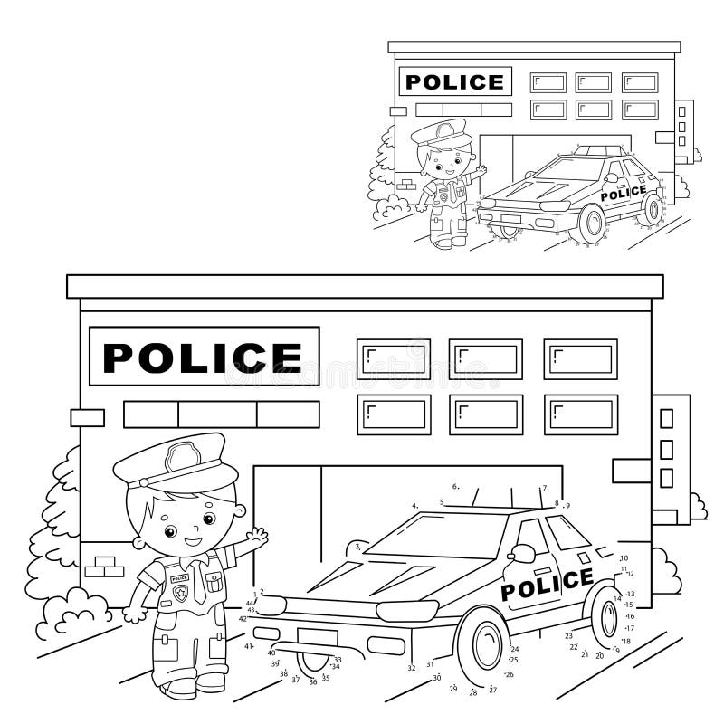 Conjunto de jogo de quebra-cabeça de ilustração de desenhos animados da  polícia