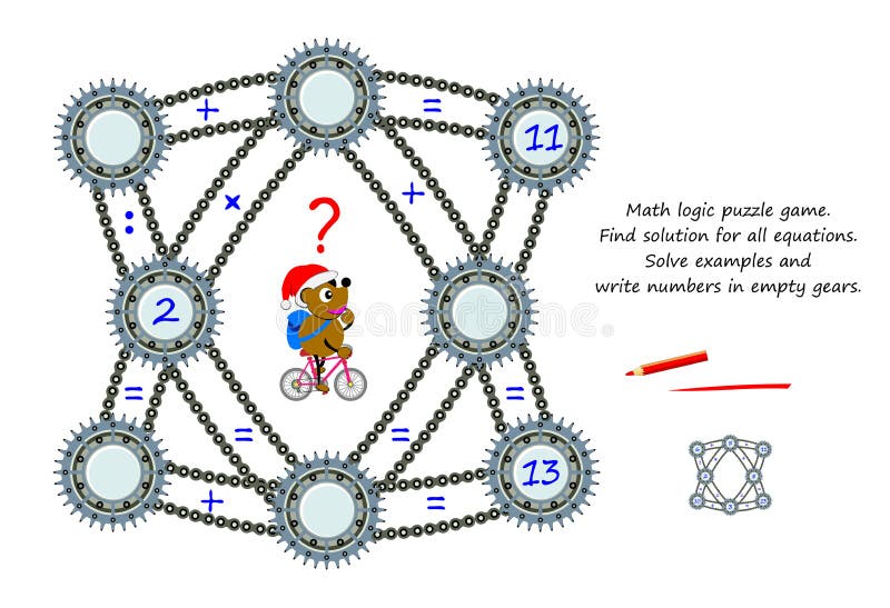 Jogo Quebra Cabeça Lógica Matemática Para Mais Inteligente Resolva Exemplos  imagem vetorial de Nataljacernecka© 383006262
