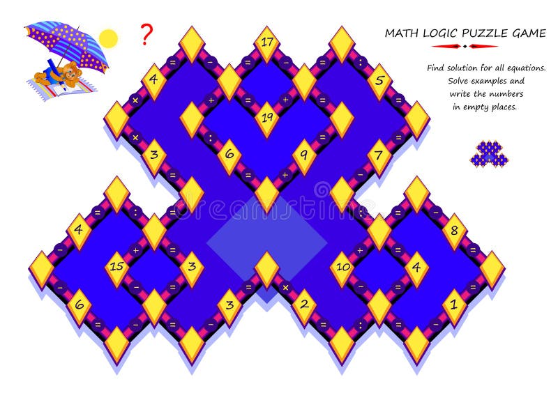 Jogo Quebra Cabeça Lógica Matemática Resolva Exemplos Conte Valor Cada  imagem vetorial de Nataljacernecka© 302730852