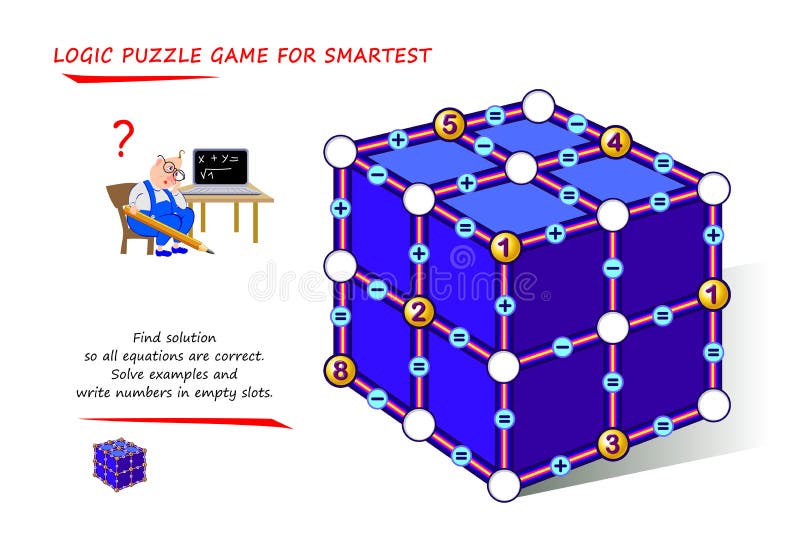 Jogo Quebra Cabeça Lógica Matemática Para Mais Inteligente Resolva Exemplos  vetor(es) de stock de ©Nataljacernecka 383006262