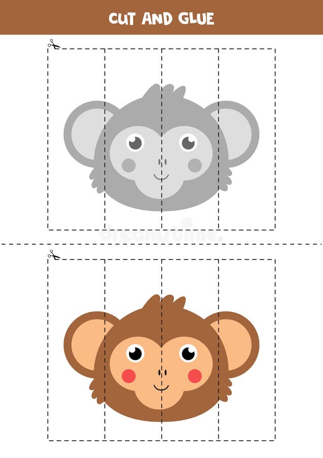 Cortar E Colar O Macaco De Papel. Criar Aplicativo O Desenho Animado Macaco.  Entretenimento E Diversão Educativos Para Crianças Ilustração do Vetor -  Ilustração de simples, isolado: 239118691