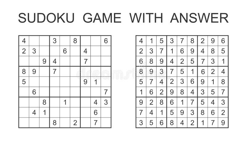 Jogo De Sudoku Com Resposta Ilustração do Vetor - Ilustração de