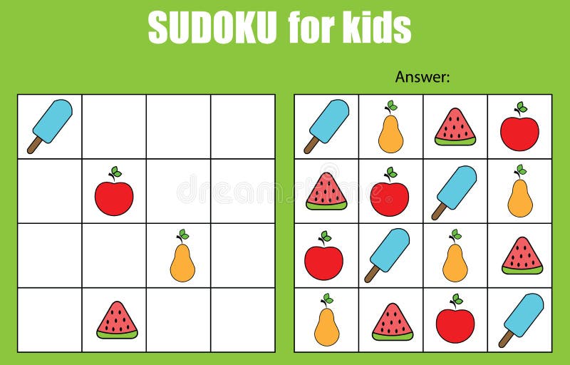 Sudoku crianças e adulto mosaico matemático mágico quadrado lógica puzzle  jogo digital rebus vetor ilustração