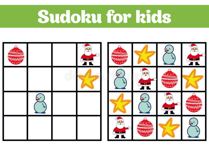 jogo de sudoku para crianças com fotos. feliz Natal e Feliz Ano