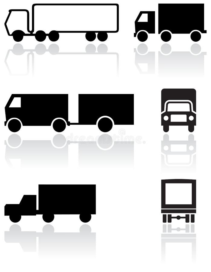 Vector set of different truck symbols. All objects are isolated. Colors and transparent background color are easy to adjust. Vector set of different truck symbols. All objects are isolated. Colors and transparent background color are easy to adjust.