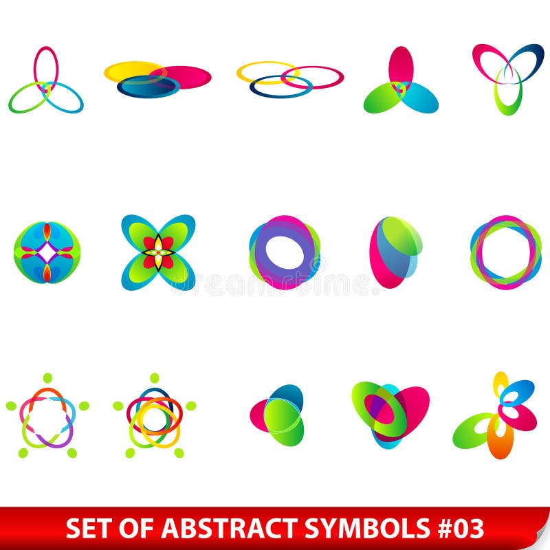 Conjunto de símbolos abstratos coloridos ilustração do vetor