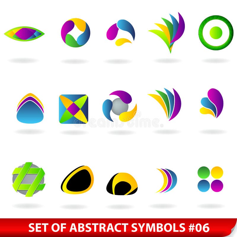Conjunto de símbolos abstratos coloridos ilustração stock