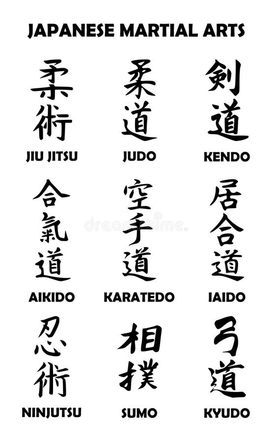 Jogo de símbolos japoneses das artes marciais