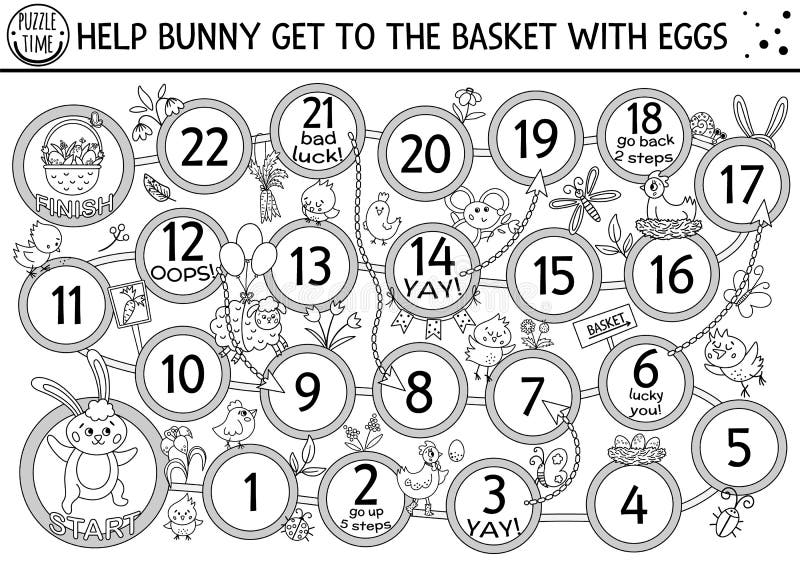 Jogo De Tabuleiro De Dados Preto E Branco Para Crianças Com Coelho Bonito  No Caminhão Com Ovos Dirigindo Para Sua Casa. Resumo Ilustração do Vetor -  Ilustração de contorno, estrada: 211104584