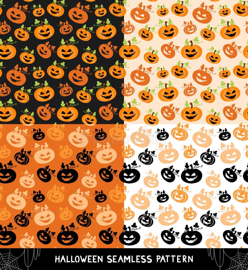 Jogo de testes padrões sem emenda de Halloween ilustração stock Jogo de testes padrões sem emenda de Halloween ilustração stock