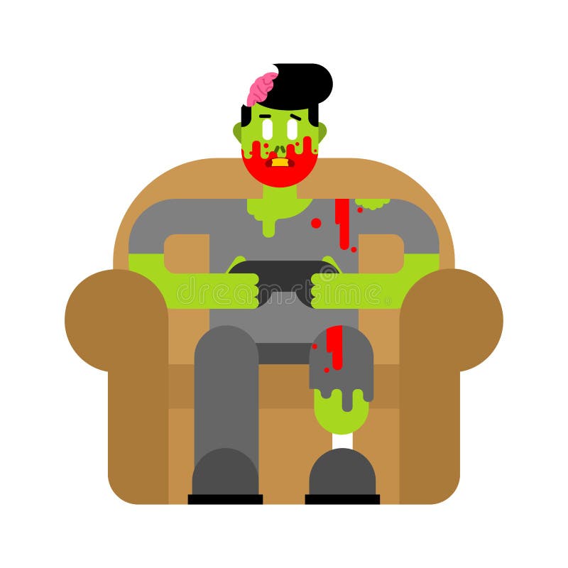 Jogo de vídeo do jogador do gamer do zombi Indivíduo e manche do zombi Miliampère inoperante ilustração royalty free Jogo de vídeo do jogador do gamer do zombi Indivíduo e manche do zombi Miliampère inoperante ilustração royalty free