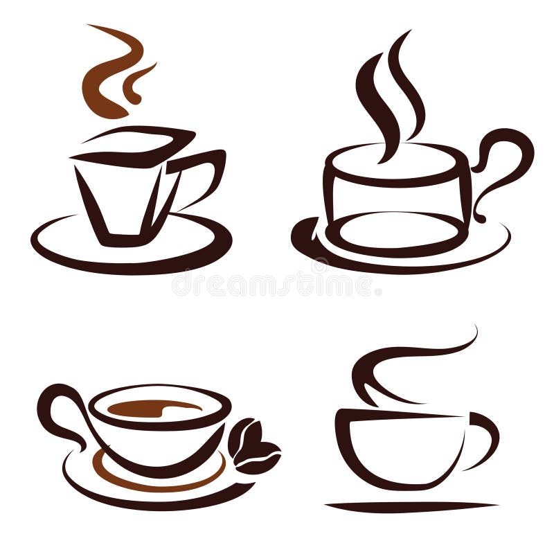 Conjunto de ícones de chávenas de café ilustração royalty free