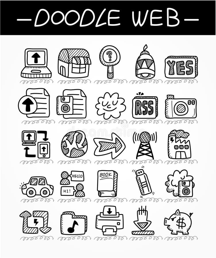 Conjunto de ilustração de doodle de videogame