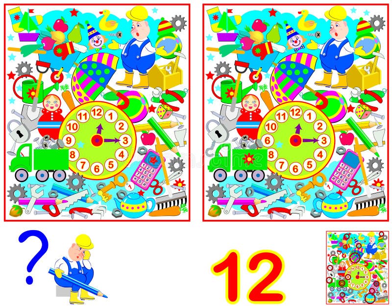 Enigma Visual Da Lógica Para O Jogo Das Crianças Ilustração Stock