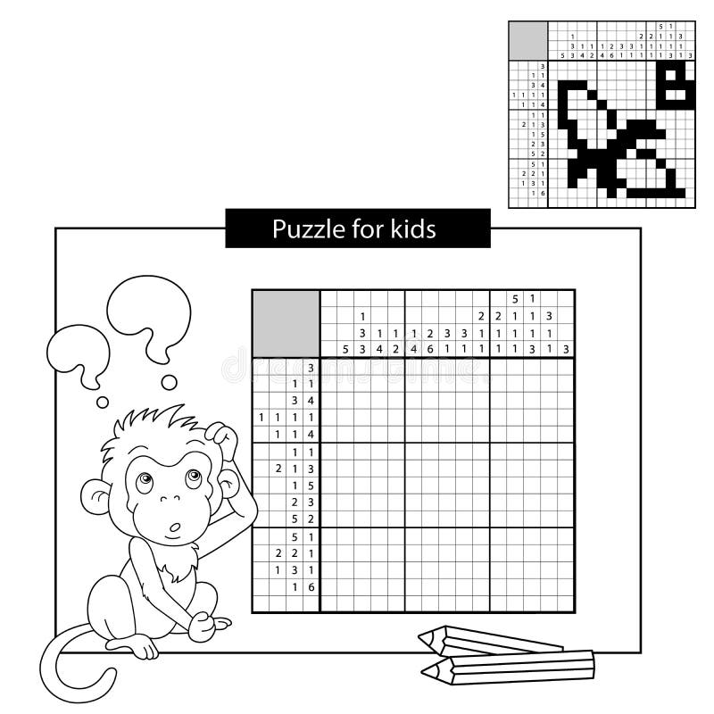 Quebra-cabeça de pintar por números (nonograma), jogo educacional para  crianças, pêra