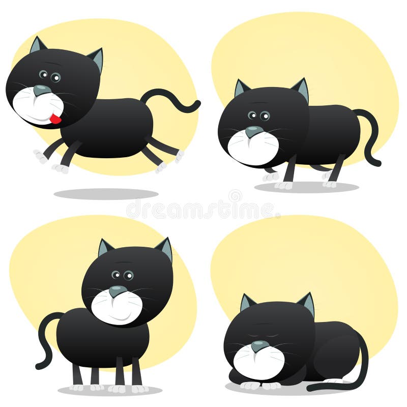 Grupo Da Coleção Do Gato Preto Dos Desenhos Animados Ilustração do Vetor -  Ilustração de horror, luta: 126375868