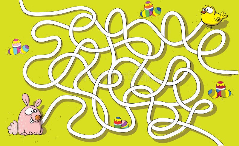 Jogo do labirinto do coelhinho da Páscoa e da galinha ilustração do vetor Jogo do labirinto do coelhinho da Páscoa e da galinha ilustração do vetor