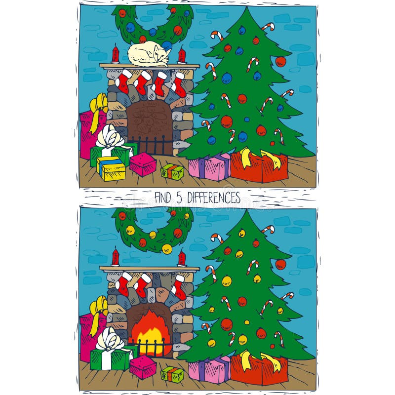 Jogo Do Natal Para Crianças Diferenças Do Achado Ilustração do Vetor -  Ilustração de inverno, espera: 103428750