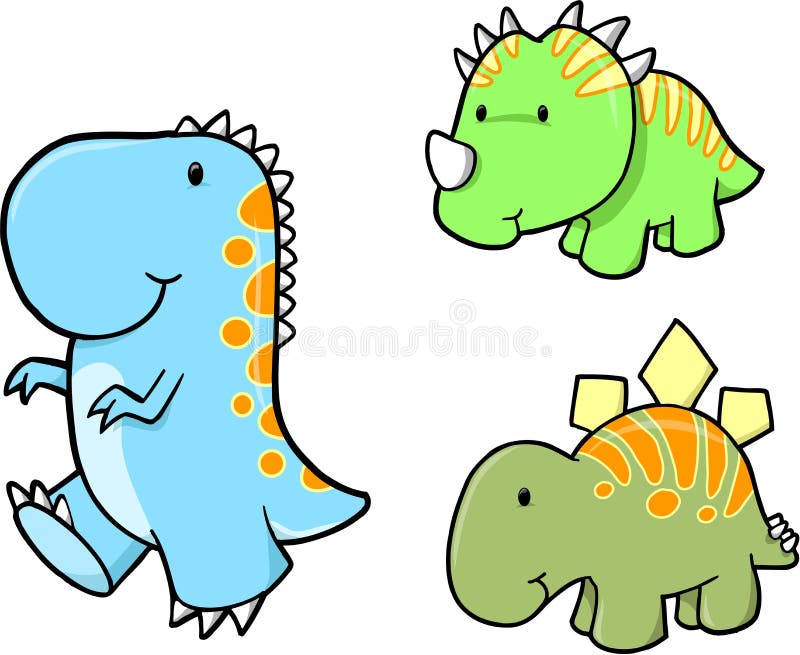 Conjunto de Vetores de Bebé Dinossauro ilustração do vetor