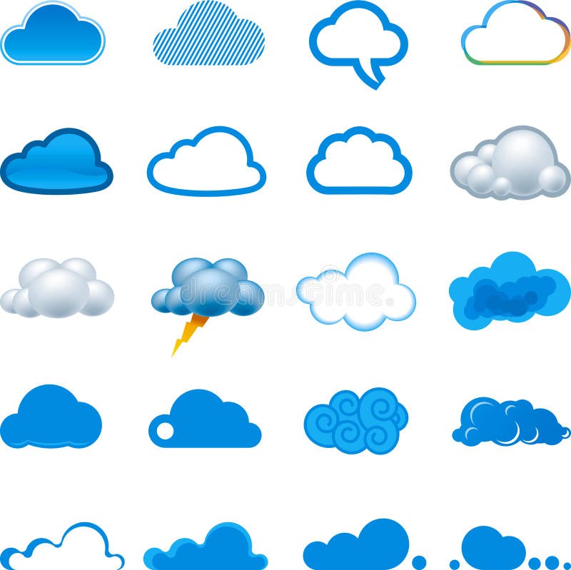 Vector illustration of cloud icon set. Global colors in vector file. Vector illustration of cloud icon set. Global colors in vector file.