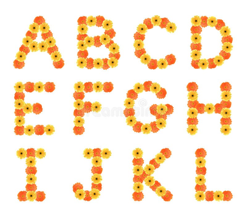 Jogo dos alfabetos criados por flores da margarida.