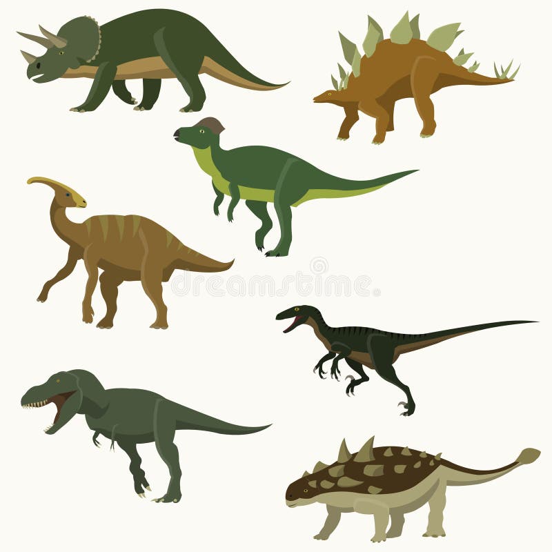 Grupo De Coleções Dos Dinossauros Dos Desenhos Animados Ilustração do Vetor  - Ilustração de criatura, dinossauro: 78959514