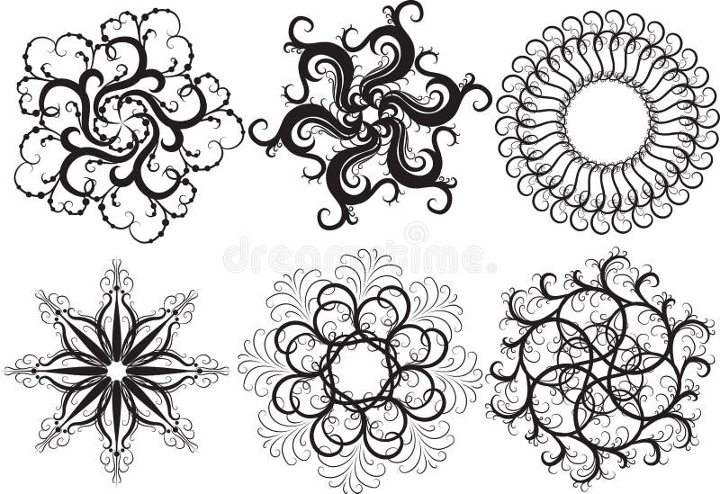 Conjunto de flocos de neve ilustração do vetor