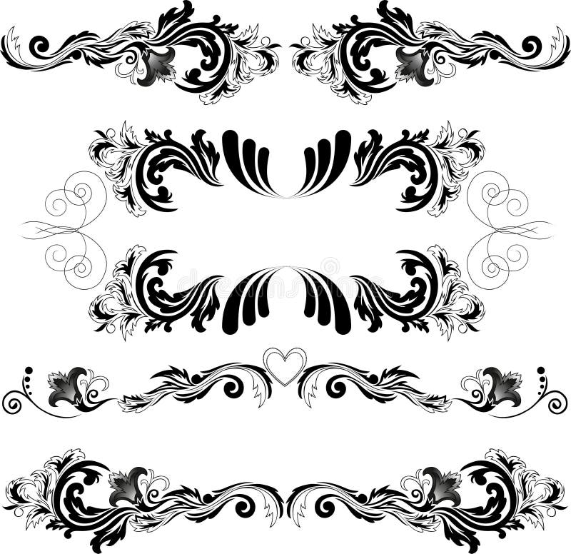 Set of four black abstract patterns on a white background. Set of four black abstract patterns on a white background