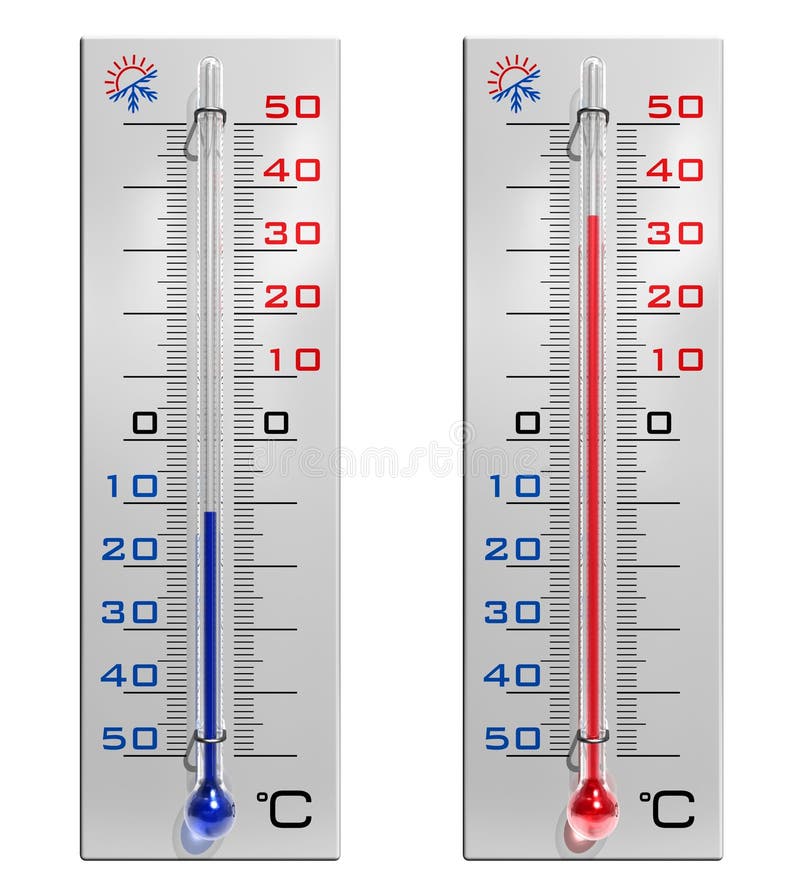 Set of two thermometers isolated on white background. Set of two thermometers isolated on white background