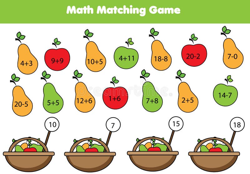 Jogo Educacional Da Matemática Para Crianças Atividade De Harmonização Da  Matemática Contando O Jogo Para Crianças, Adição Ilustração do Vetor -  Ilustração de elementar, professor: 102858624