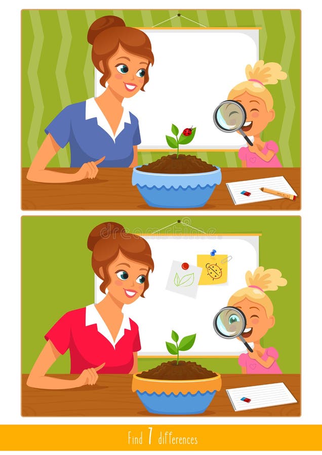 Jogo educacional das crian?as Jogo da l?gica para crian?as Diferen?as do achado 7 ilustração stock Jogo educacional das crian?as Jogo da l?gica para crian?as Diferen?as do achado 7 ilustração stock