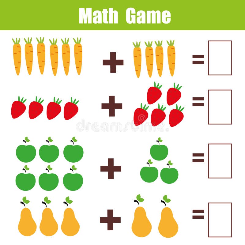 Jogo Educacional Da Matemática Para Crianças Atividade De Harmonização Da  Matemática Contando O Jogo Para Crianças, Adição Ilustração do Vetor -  Ilustração de elementar, professor: 102858624