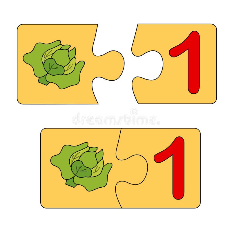 Jogo Educativo Para Crianças. Versão Correta Dos Puzzles Montados. Quebra- cabeça De Coleção Com Números E Vegetais. Jogo De Quebra Ilustração Stock -  Ilustração de mosaico, educacional: 202256114