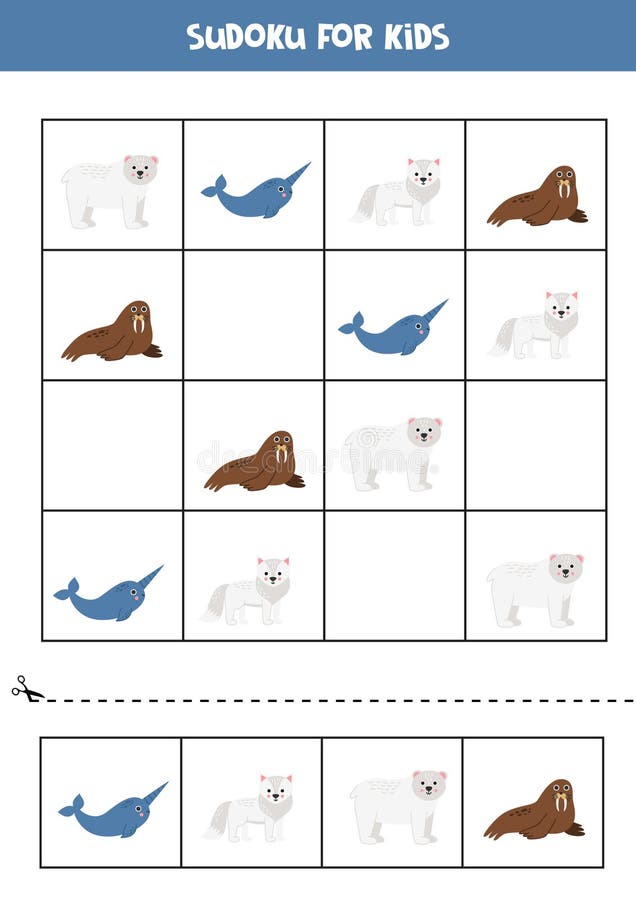 Jogo educativo de sudoku para crianças com gatos fofos