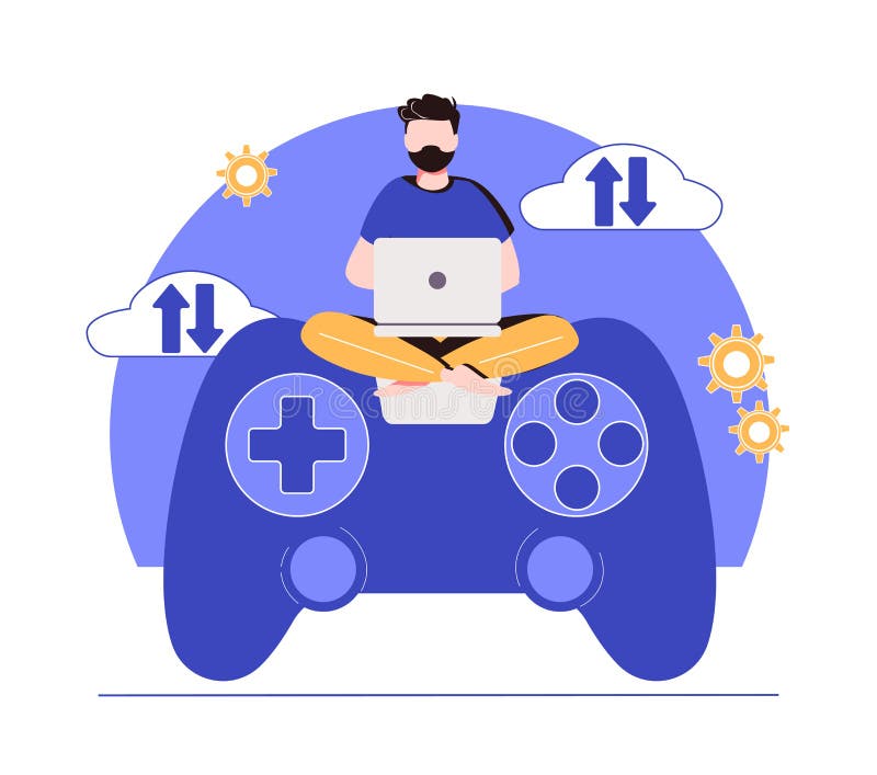 Ícone de jogos em nuvem com controladores de jogo em branco