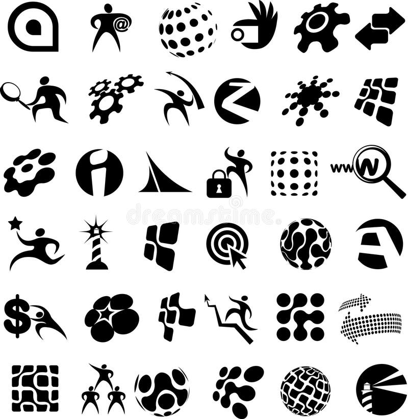 Jogo enorme dos ícones e dos logotipos - projeto ilustração royalty free Jogo enorme dos ícones e dos logotipos - projeto ilustração royalty free