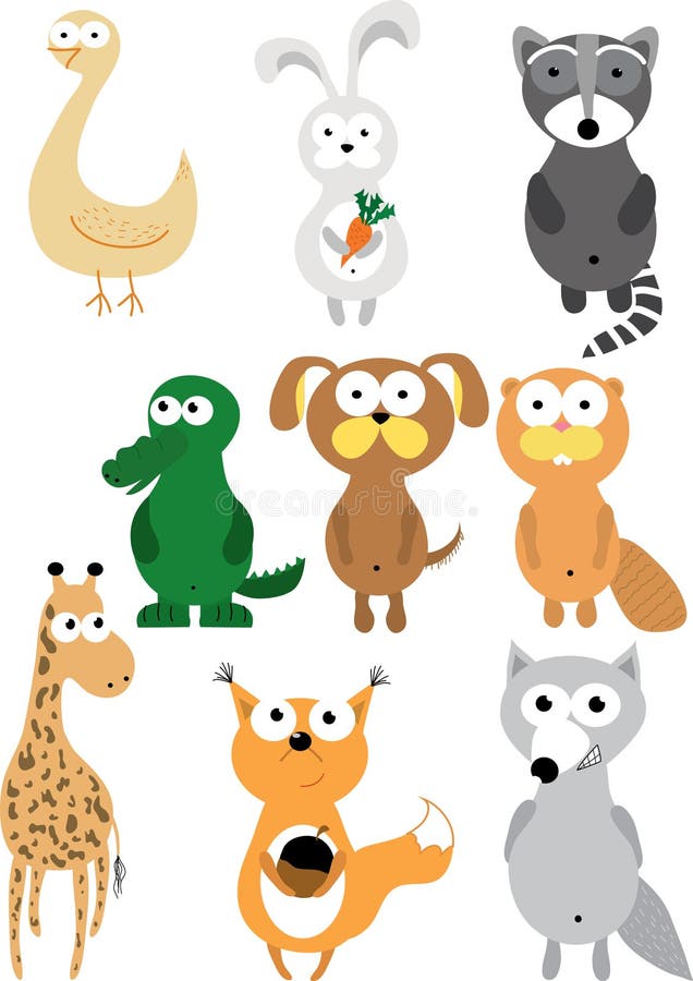 Conjunto de animais grandes ilustração do vetor