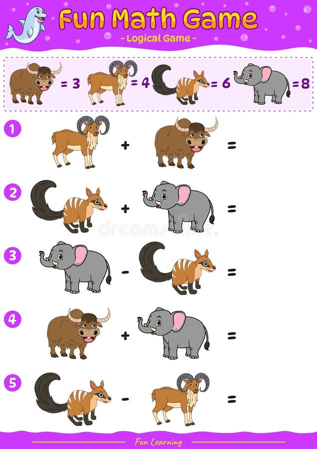 Jogo educativo de matemática lógica para crianças atividades divertidas  para as crianças brincarem e aprenderem