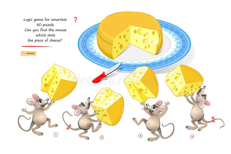 Jogo Lógico Para O Quebra-cabeça 3d Mais Inteligente. Você Pode Encontrar O  Rato Que Roubou O Pedaço De Queijo?? Reproduzir Online Ilustração do Vetor  - Ilustração de atividade, combinar: 247468061