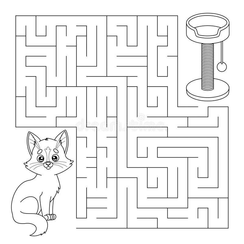 labirinto gatinho fofo. jogo para crianças. quebra-cabeça para crianças.  estilo de desenho animado. enigma do labirinto. ilustração do vetor de cor.  2931143 Vetor no Vecteezy
