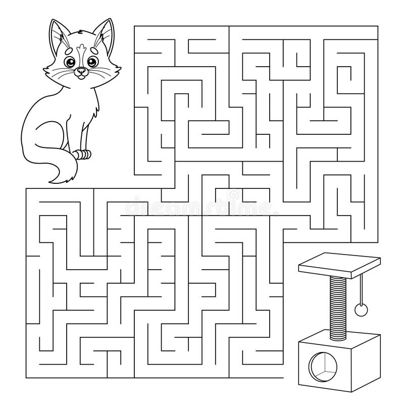 jogo de quebra-cabeça de labirinto para crianças com planilha imprimível de gato  gato cachorro rato de desenho animado fofo 10066967 Vetor no Vecteezy