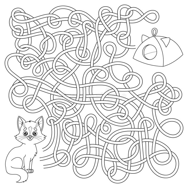 Desenhos Animados Gatos Gatinhos Crianças Jogo Labirinto Labirinto Com  Animais imagem vetorial de buchan© 481554848