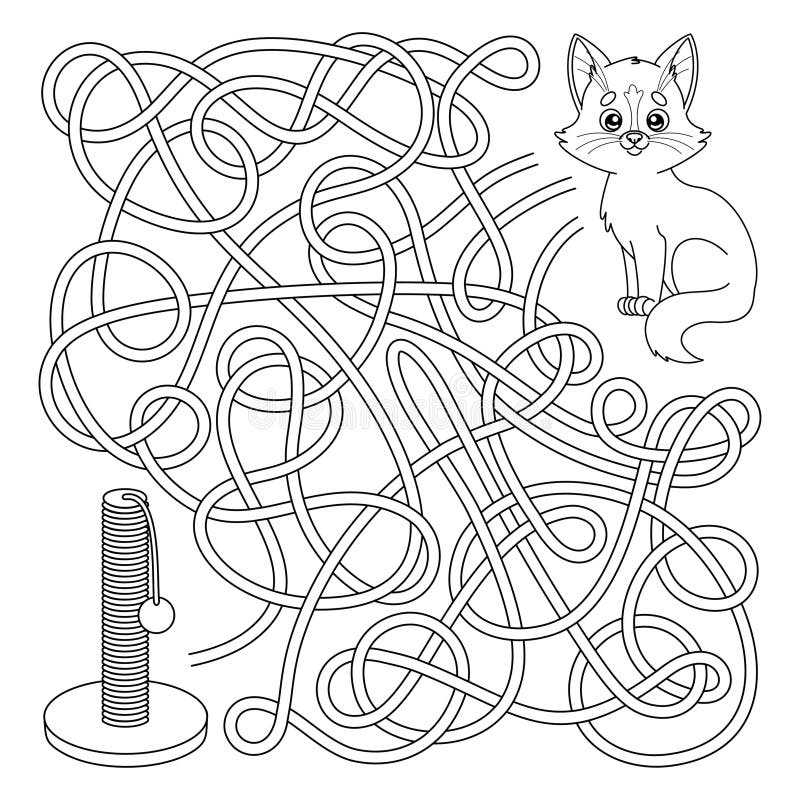 Desenhos Animados Gatos Gatinhos Crianças Jogo Labirinto Labirinto Com  Animais imagem vetorial de buchan© 481554848