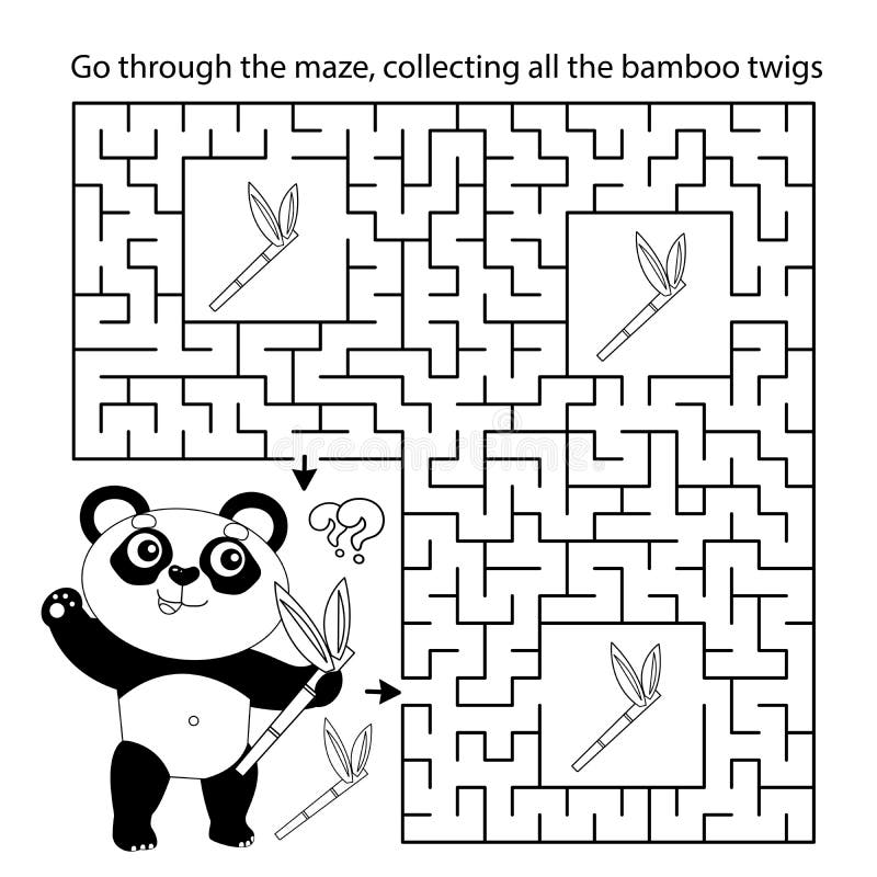 Esboço Da Página De Colorir Pequeno Panda De Desenho Animado Com Bambu Ou  Cana-de-açúcar. Livro De Coloração Para Crianças Ilustração do Vetor -  Ilustração de contorno, kindergarten: 218495613