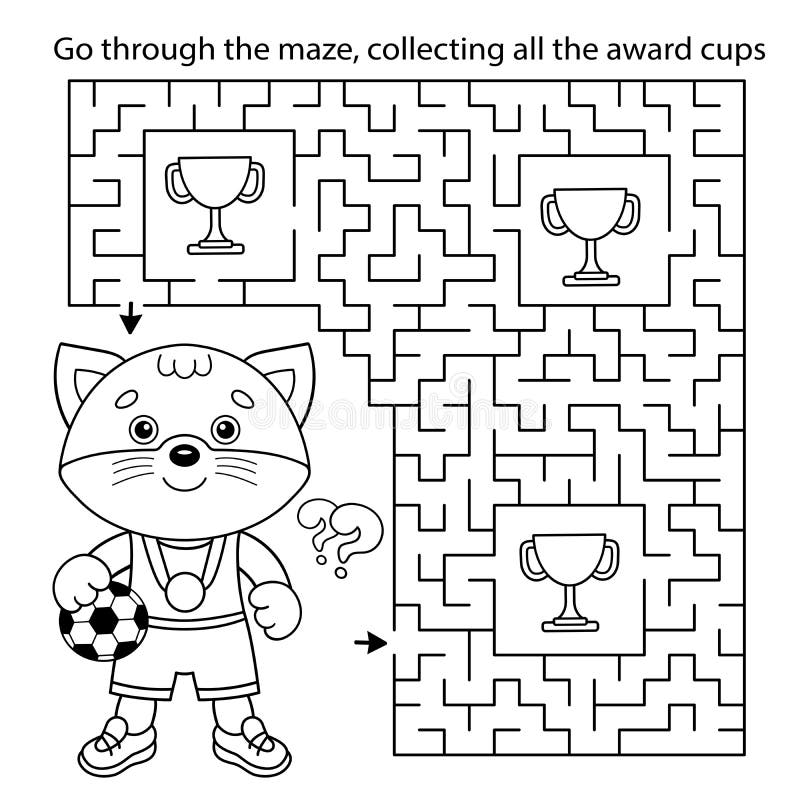 Desenhar Simetricamente. Esboço Da Página De Colorir Gato Cartoon Com Copo  De Futebol. Campeão Ou Vencedor Do Jogo De Futebol. Liv Ilustração do Vetor  - Ilustração de pintura, playground: 218657653