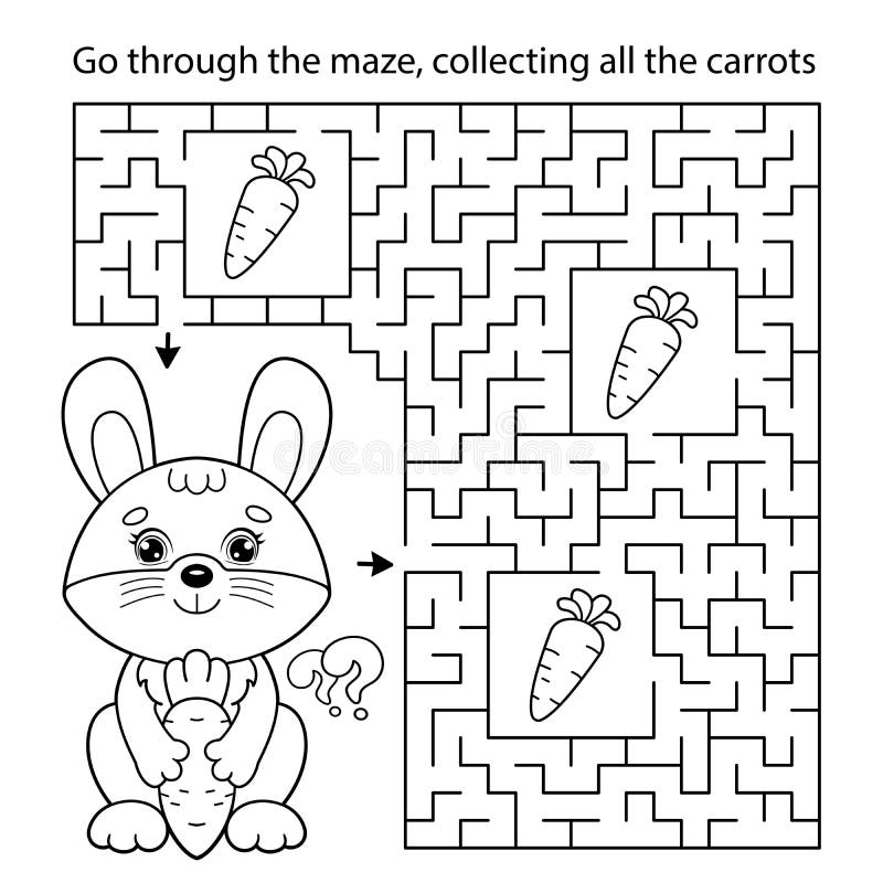 Jogo de labirinto para crianças coelho bonito procurando um caminho para a  abóbora o coelho é um símbolo do ano 2023 ficha de trabalho para imprimir
