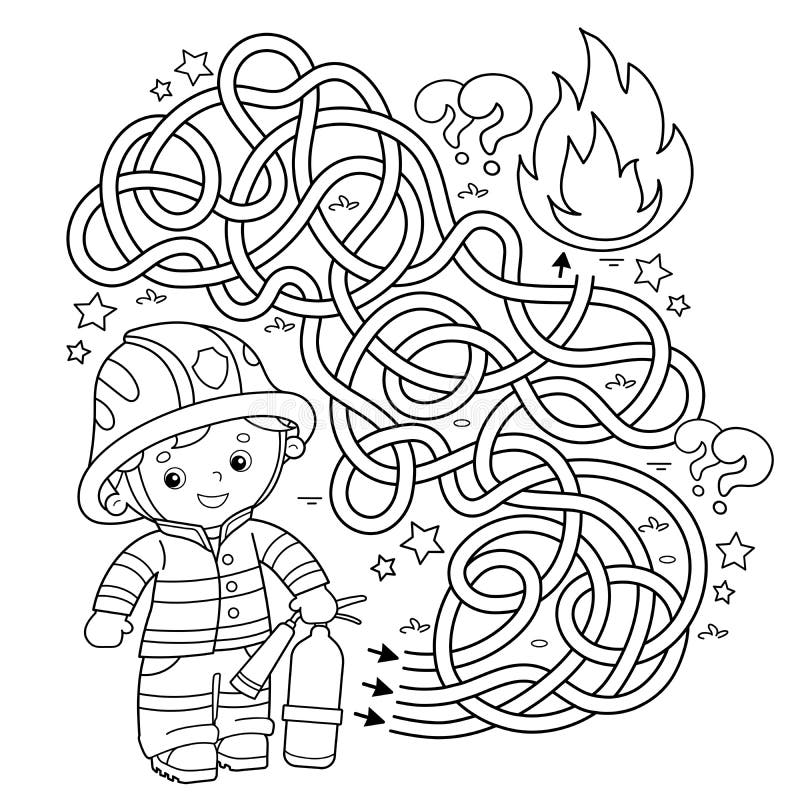 Desenhos para colorir de desenho de bombeiros lutando contra o incêndio na  floresta para colorir 