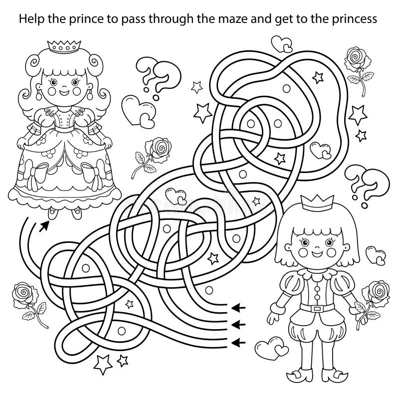 Labirinto estrada ou caminho do príncipe para a princesa através