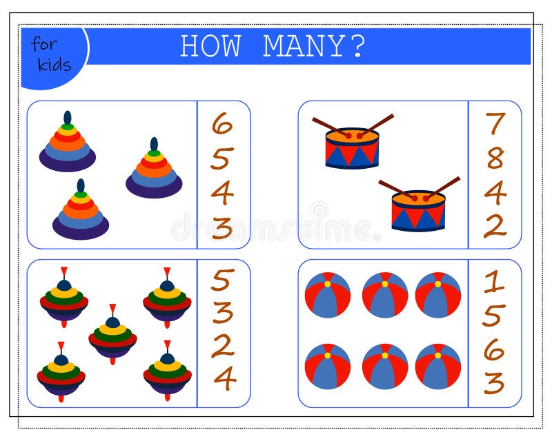 Jogo Matemático Infantil Conta Quantas Delas. Bola De Pacote De