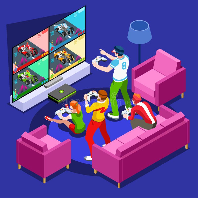 Os Jogos De Vídeo Jogam Desenhos Animados Do Console Ilustração do Vetor -  Ilustração de controladores, lifestyle: 153491620